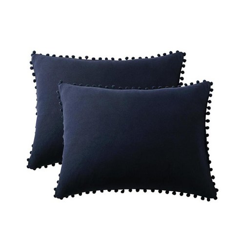 2x 51x66cm 소파 침대 장식 던지기 베개 케이스, 다크 블루, 폴리 에스터