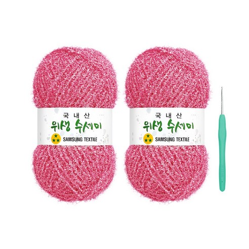 울클럽 사각 웨이브 수세미 DIY 위생수세미실 2볼세트(동영상제공), 720 인디로즈, 720 인디로즈