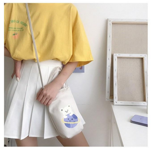 루엘코 텀블러백 드링크백 캔버스 파우치 물병 가방, 북극곰, 1개