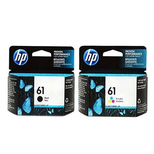 HP 2540 프린터 전용 CH561WA + CH562WA 정품 검정 칼라 잉크 세트 HP 61