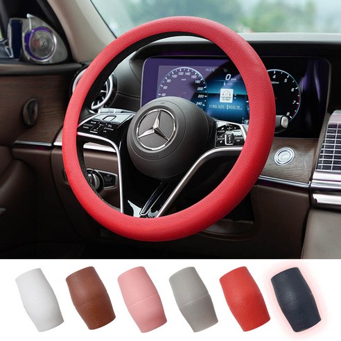 깔끔더하기 자동차 논슬립 실리콘 핸들커버 카바, 1개, 블랙