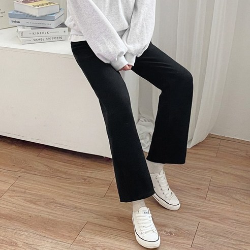 가비진 여성용 따뜻 융털 기모 밴딩 일자핏 팬츠
