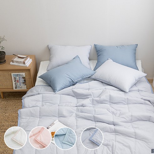 [여름이불] 집토피아 고급스러운 프리미엄 여름 시어서커 이불 베개 세트