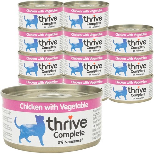 쓰라이브 컴플리트 그레인프리 고양이 주식캔, 닭+야채, 75g, 12개