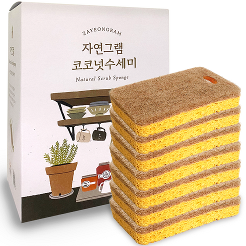 자연그램 코코넛 껍질 수세미, 7개, 1개