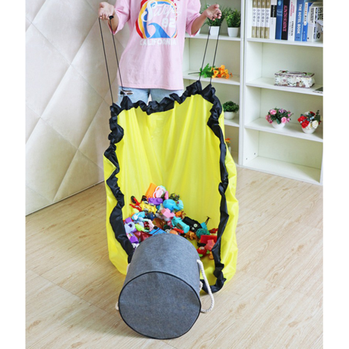 노엘마켓 원터치 레고 장난감 정리 바구니 대용량 31cmX31cm, 1개, 네이비바구니+블루패드