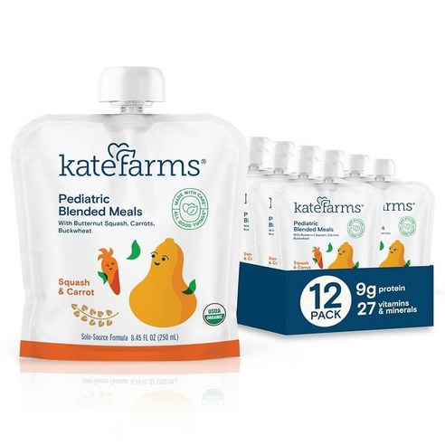 Kate Farms KATE FARMS Organic Pediatric Blended Meal Squash and Carrot 8g protein organic whole f