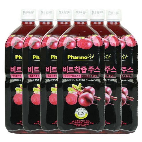 파모빗 저온 착즙 레드비트즙 주스 100% 1000ml, 1L, 6개