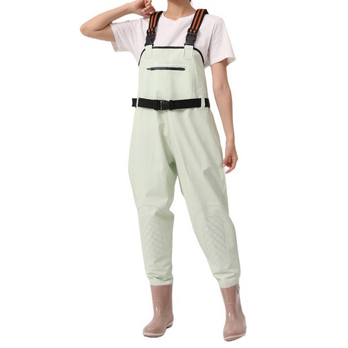 스토리원 감성 파스텔 컬러 가슴장화 낚시 해루질 장화 SH-RBT-PVC104, 230, 연그린