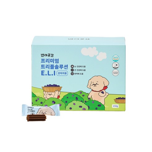 반려곳간 강아지 눈 영양제 프리미엄 트리플솔루션 E.L.I는 강아지의 눈 건강을 도와주는 제품입니다.