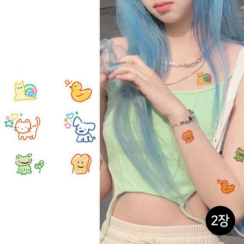 떨샵 타투스티커 방수헤나 타투 스티커 패션 문신 바캉스, 2개, 133번(A778)
