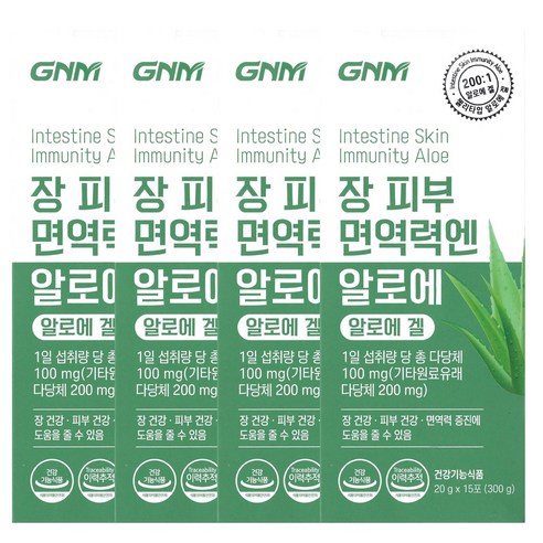 GNM 장 피부 면역력엔 알로에 15포 x 4박스(총 60포)/알로에겔, 300g, 4개