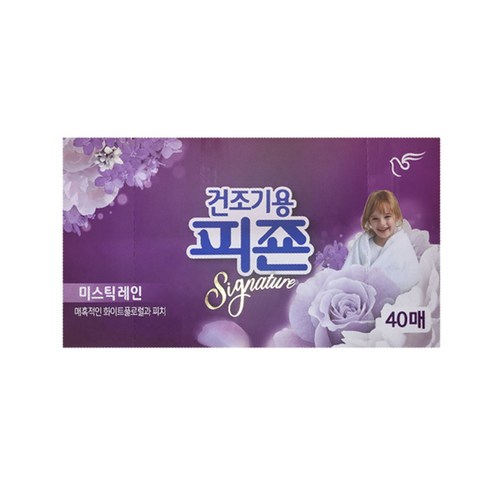 피죤 건조기용 시트 섬유유연제 미스틱레인, 16개, 40매