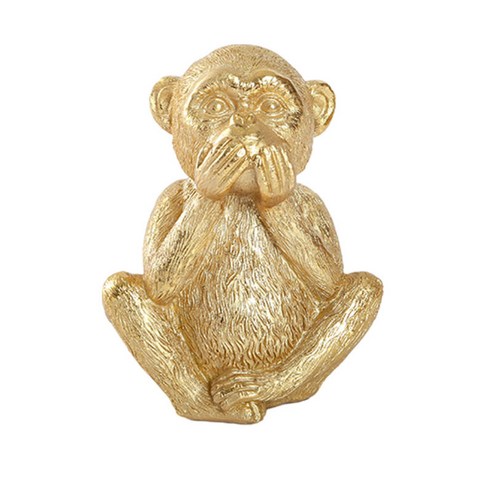 동물 동상 가정 장식 금 실내 수지 공예 수제 원숭이 작은 입상 조각품, 악을 말하지 말라