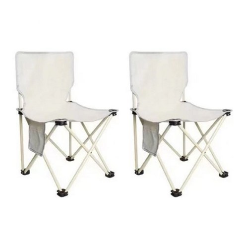 철수캠핑 경량 접이식 의자 2개, 화이트