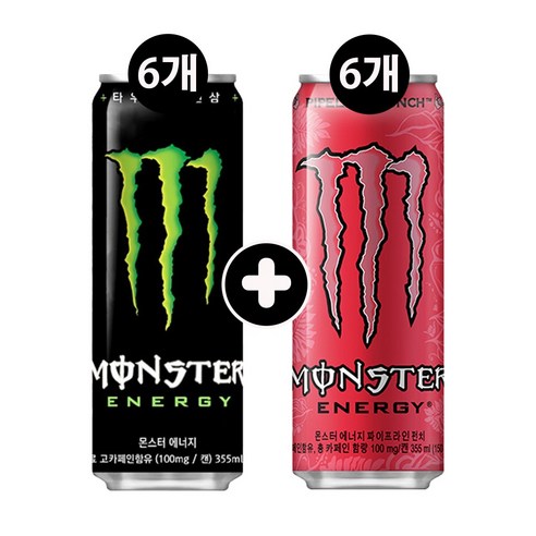 몬스터 에너지 그린+파이프라인펀치 12개, 1세트, 355ml