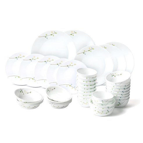 식탁 위에 펼쳐지는 싱그러운 만찬: 코렐 그린딜라이트 10인 디너세트 코렐10인세트