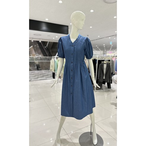 올리브데올리브 V넥 허리끈 리본 데님 원피스 YJ3MO325(1579541)