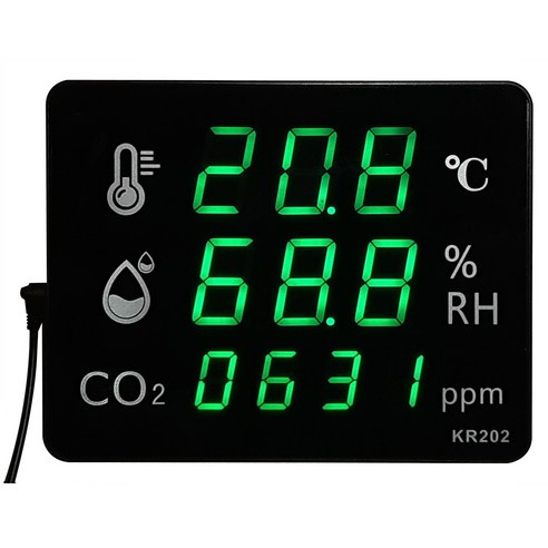 KR-202 국산 디지털 온습도계/이산화탄소 측정기/CO2 측정기/탁상용 벽걸이 겸용/온도계/습도계, 1개 kr-210tc Best Top5