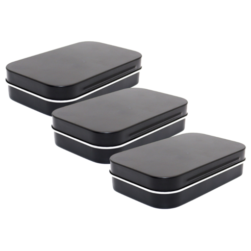 데코업 틴케이스 사각 무지(소) 9.5x6x2.1cm, 3개, 블랙