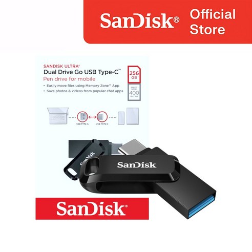 샌디스크 USB 메모리 DDC3 블랙 C타입 OTG 3.2 대용량, 1개, 256GB