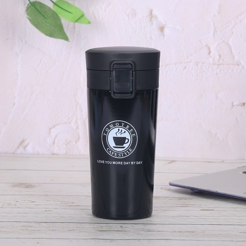 ZZJJC 아이디어 보온병 아이디어 텀블러 아웃도어 보온병, 블랙, 380ml
