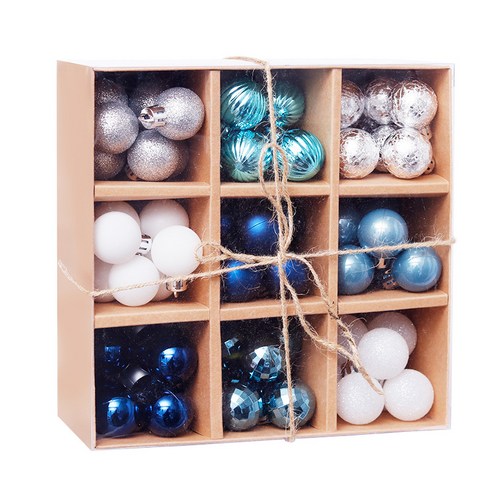 크리스마스 볼 선물 상자 세트, 파란색 배합