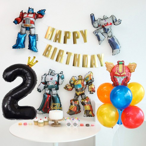 헬로 카봇 로봇 풍선 생일파티세트, 골드2