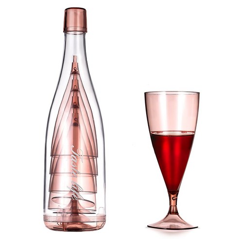 재사용 가능한 플라스틱 와인잔 깨지지 않는 5pcs의 깨지지 않는 Tritan-Plastic Red Wine 칵테일 샴페인 잔주스 레모네이드 컵 분리 가능한 줄기 병 모양 저장, 투명, 플라스틱/아크릴