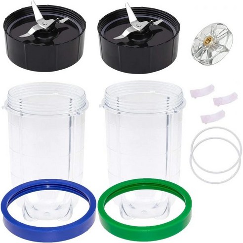 매직 블렛 블렌더용 크로스 블레이드 교체 부품 포함 16Oz Tall Jar Cups Shock Pad Top Gear Gaskets Cup Lip Rings 12Pack (모델