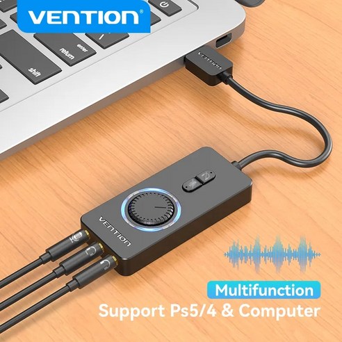 오디오인터페이스 Vention-USB 외부 사운드 카드 USB 3.5mm 오디오 어댑터 USB-이어폰 마이크 맥북 컴퓨터 노트북 PS4, [06] 투인원 Model Grey