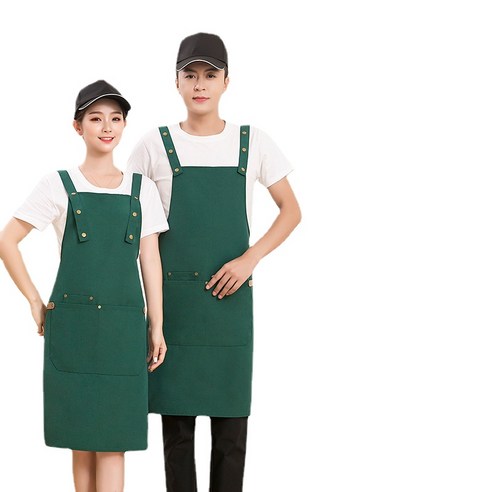 ANKRIC 방수앞치마 캔버스 암버튼 가정용 방모 멜빵 앞치마 더러움데님 앞치마, 잉크