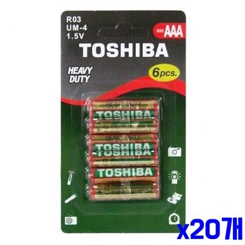 실용적인 TOSHIBA AAA건전지 6P x20개 장난감 도어락 충전지 리모콘배터리 국산, 1, 본상품선택