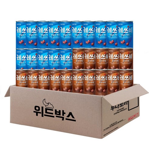 [위드박스] 레쓰비 미니 캔커피 175ml 30개 (마일드15+모카라떼15), 1세트
