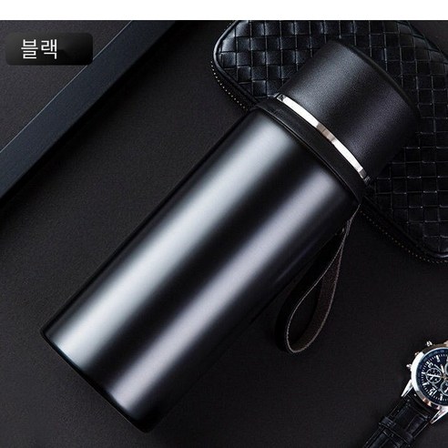 대용량 스테인리스 보온병 컵 남성과 여성 학생 휴대용 야외 추위와 열 비즈니스 차 컵, 쿨 블랙, 옵션1