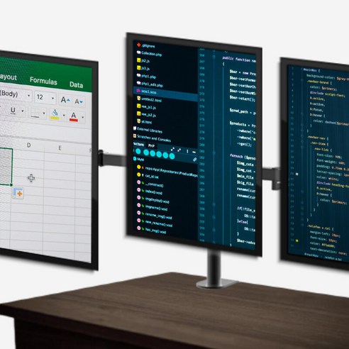 [엘디엘마운트] APL-C036 트리플 모니터암 거치대 자유로운 관절조절(27인치거치), 1개