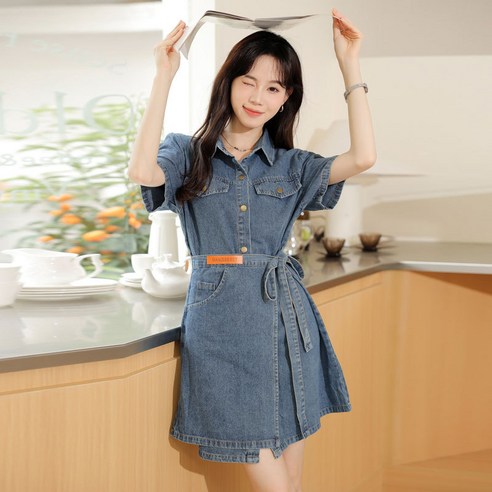 A라인 썸머 미니 데님 원피스 데님투피스 A라인 썸머 미니 데님 원피스 데님투피스