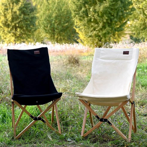 소소일상 접이식 캔버스 우드 체어 캠핑 원목 의자 감성캠핑 폴딩 라지사이즈, 원목 의자/ 블랙