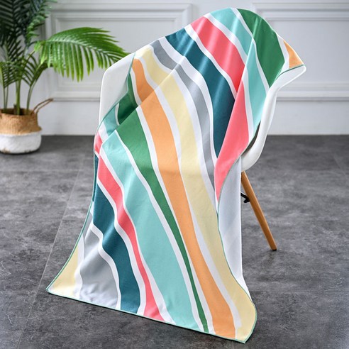 락인 대형 비치타올 바캉스 비치타월 극세사, 150cm*70cm, 01 스트라이프, 1개