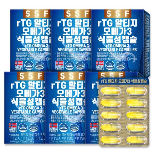순수식품 rTG 오메가3 1000mg, 60정, 6개