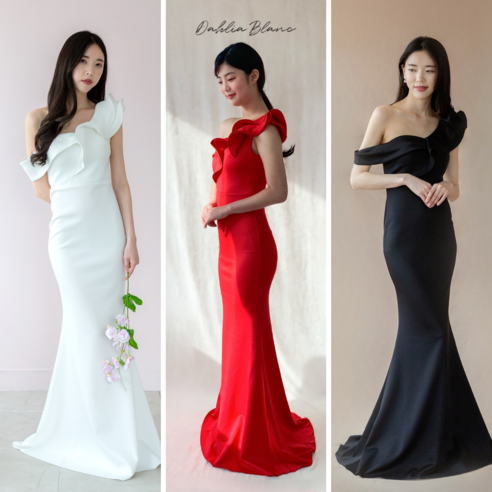 오프숄더 프릴 머메이드 드레스