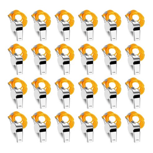 원폴뎀 스텐 호루라기 휘슬 호각, 24개, 실버