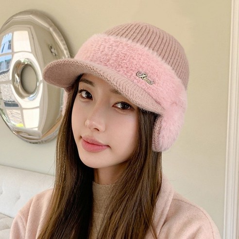 미스아미 여성 귀도리 귀달이 골프 겨울모자, 1개, 핑크
