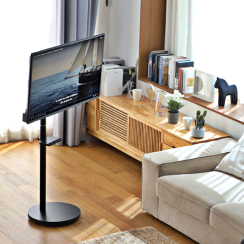 2세대 삼탠바이미 TV스탠드 LG 룸앤티비거치대 이동식 이동형 43인치 베사 200, 블랙