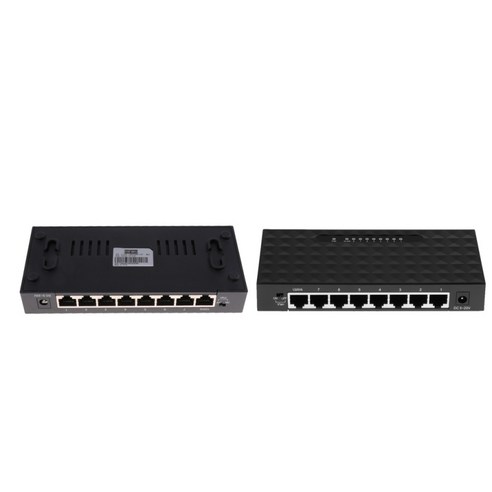 2pcs 8 포트 데스크탑 네트워크 스위치 고속 이더넷 VLAN 스위치 어댑터, 155x68x22mm, 블랙, 플라스틱
