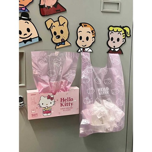 HelloKitty 헬로 키티 소형 쓰레기통 데스크탑 쓰레기 봉투 자동차, 1개, L사이즈 20호(37cmx42cm)