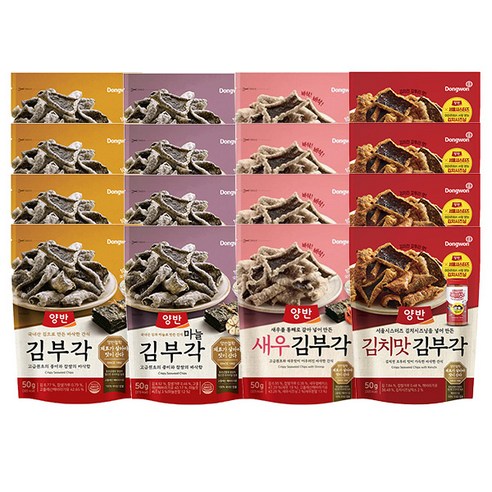 동원 양반 김부각 50g 부각4개+마늘4개+새우4개+김치4개 총 16개, 상세 설명 참조, 상세 설명 참조, 상세 설명 참조