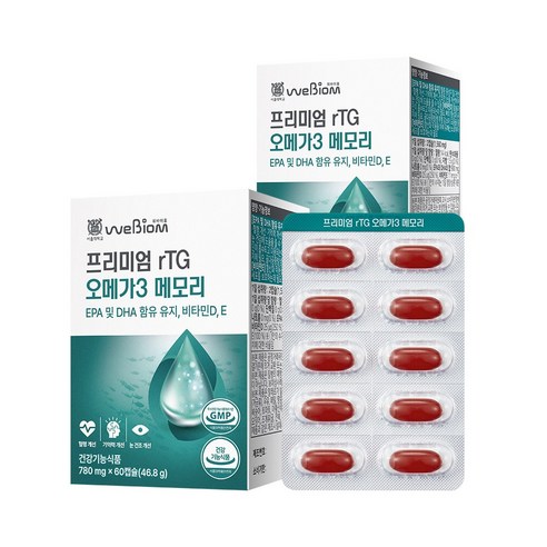 [서울대 위바이옴] 프리미엄 rTG 오메가3 메모리 기억력개선, 2개, 60정