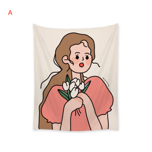 패브릭포스터 벽 장식 침실 거실 벽걸이 소녀 시리즈, A