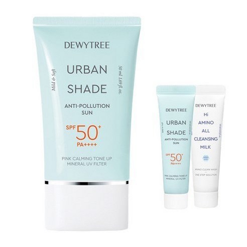 듀이트리 어반쉐이드 안티폴루션 선크림 SPF50+ PA++++ 50ml + 10ml + 하이아미노 밀크 10ml 세트, 1세트